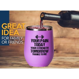Luxe Gifting Personal Trainer Pink Edition Wine Tumbler 12oz - Your Pain Today - Fitness Instructor Workout Coach Exercise Lover Cardio Lover Gym Coach