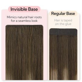 HOTBANANA Invisi Edge Tape in Hair Extensions Human Hair, 24inch 50g 20pcs Balayage Chocolate Brown to Honey Blonde Invisible Tape in Extensions Straight Seamless Real Remy Hair Injected