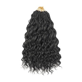 pojui 18 Inch Ocean Wave Crochet Hair 8 Packs - Synthetic Pre-Looped Deep Wavy Curly Braiding Hair for Black Women, Boho Style Hair Extensions (18inch,1B - 8 Packs)