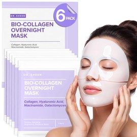 Dr. Sheen Mascarilla Facial De Biocolágeno De Noche, Paquete De 6  Mascarillas Faciales Coreanas De Hidrogel, Mascarilla Hidratante De Colágeno Para