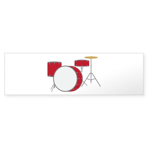 CafePress Red Drum Set 10"x3" Rectangle Vinyl Bumper Sticker Car