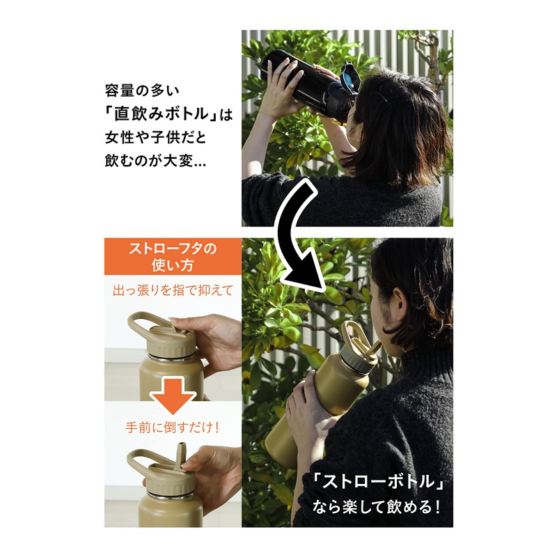CB Japan Santeco Water Bottle, Sports Bottle, Beige, Direct Drinking