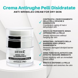 Rebel Antiage Pro Face Cream, Ultra Moisturising Anti-Wrinkle Cream Specially for Dehydrated and Tone-Free Skin, with Hyaluronic Acid and Peptides, Moisturising and Invigorating