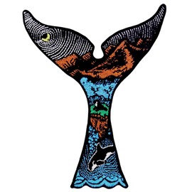 Tattoo Whale Tail Embroidered Iron On Sew On Patch