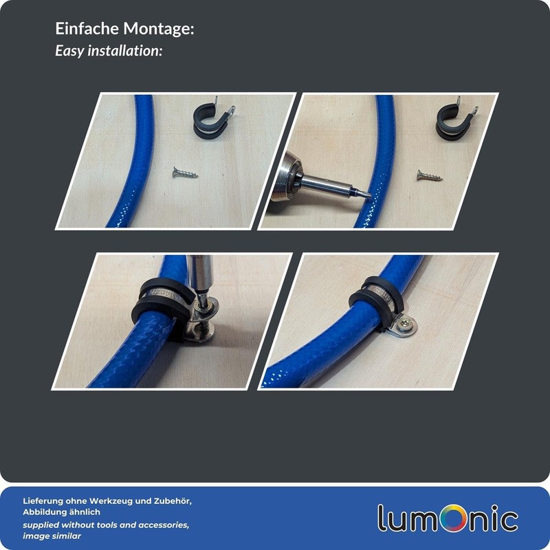 Lumonic 5 x 32 mm pipe clamps with rubber insert,