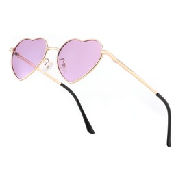 FEISEDY Kids Polarized Heart Sunglasses for Girls & Boys, Sweet Lovely Metal Frame UV400 Protection for Age 5-10 B2851