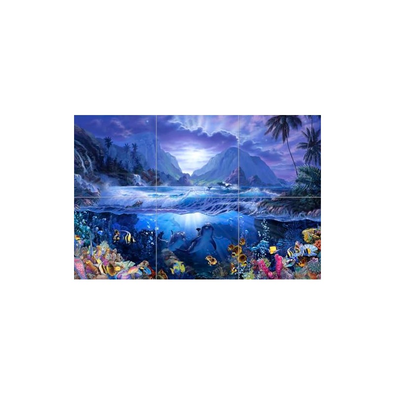 Ceramic Backsplash Tile Mural Dolphin Whale Underwater Ocean Fish Kitchen/Bathroom/Shower