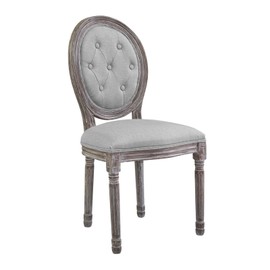 Modway Arise French Vintage Tufted Upholstered Fabric Dining Side Chair in Light Gray