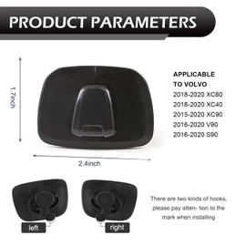 Titgoes 2 PCS Interior Car Roof Hanger Hook, Portable Lock-Buckle Interior Vehicles Hanger, Multi-Functional Car Roof Storage Hook, Compatible with Volvo XC60 XC40 XC90 V90 S90 (Black)