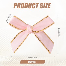 Pack of 100 Mini Pink Ribbon Bows, Cute Pink Ribbon Bows Soft Small Bows Made of Satin Ribbon with Bow for Gift Wrapping Crafts Flowers Bakery Decoration