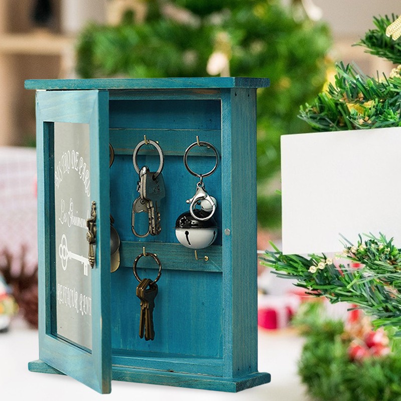 Key Organizer Wooden Key Cabinet Wall Box Beautiful Durable Retro