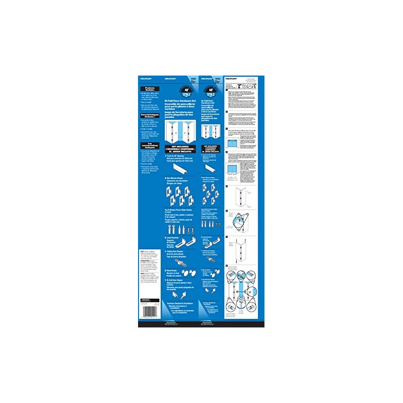 Hardware Essentials Bi-Fold Door Hardware Set 48 Inch Opening, 1"