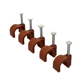 Round Brown Cable Clips 7mm with Fixing Nails - Packs of 50