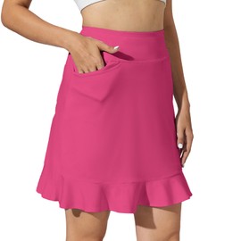 M MOTEEPI - Falda de golf para mujer, de 20 pulgadas, longitud a la rodilla, con volantes, con bolsillos, pantalones cortos, estilo casual, verano, Rosa, X-Large