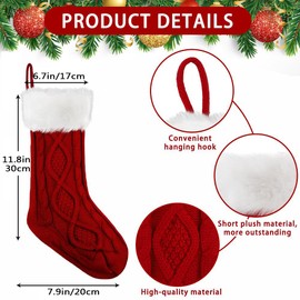 SOMYTING Pack of 4 Christmas Stockings Knitted Wool Christmas Stockings with Name Tags Christmas Socks Decoration Christmas Stockings for Christmas Party Christmas Decorations and Children's Gifts