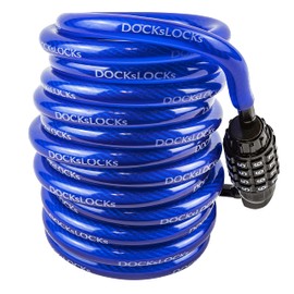 DocksLocks Weatherproof Coiled Security Cable Lock (5ft to 25ft Lengths) with Resettable Combination, Anti-Theft Protection for Kayaks, Bikes, Paddleboards, Scooter, Equipment, Bicycles and More 20ft