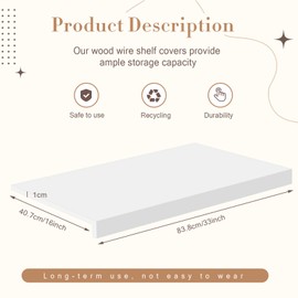 Hoolerry 1 PC Wire Rack Covers 16 x 33 Inch Wood Shelf Covers for Wire Shelving Pantry Shelves Covers Rack Liner Shelf Liners for Bathroom Kitchen Shelving Upgrade, White