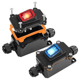 SIGANDG IP68 Waterproof Inline Switch Rocker Switch Cable Switch 12V DC 25A DPST 4-Pin 12V Switch Cord Switch Open Double Hole Waterproof Box Double-Sided Input (BLUE)