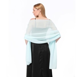 Makroyl Women Sheer Chiffon Shawls Wraps For Evening Dresses Party Lightweight Bridal Wedding Scarf Capes Soft Stole Cover Up (Light Blue)