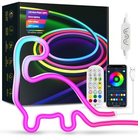 CZYJPRL Neon Rope Lights, 16.4ft Neon Lights, RGBICW LED Strip Lights, Custom DIY Neon Strip Lights Bedroom and Wall IP67 Waterproof, USB Music Sync Color Changing Bluetooth APP Control Led Lights