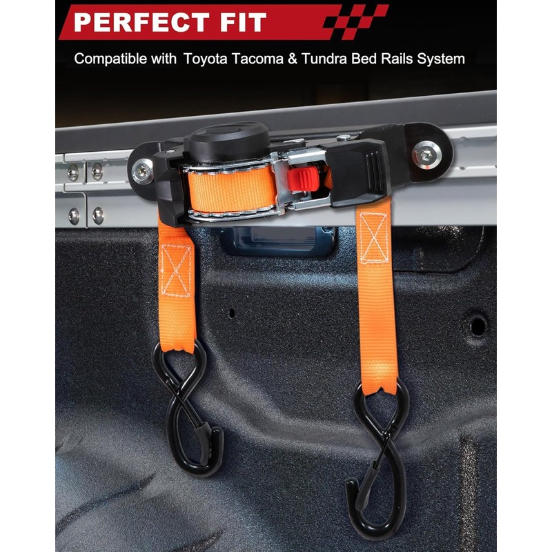 Retractable Ratchet Straps for Tacoma Bed Tie Down Anchors, Compatible