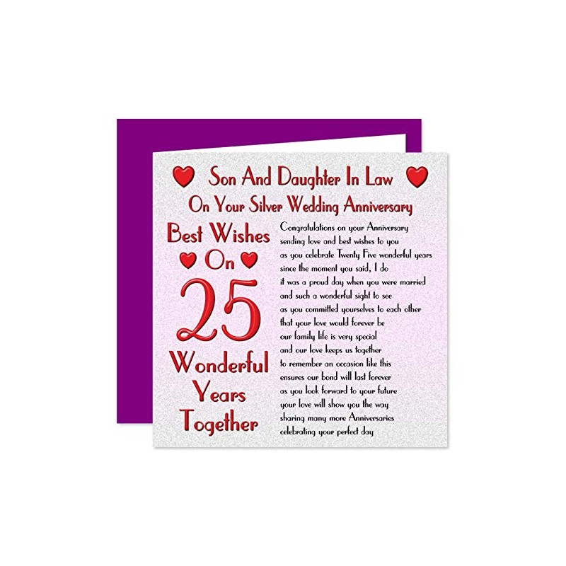 Son & Daughter In Law 25th Wedding Anniversary Card -