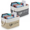 2-Pack TBR Book Storage Baskets with Rope Handles, Beige and