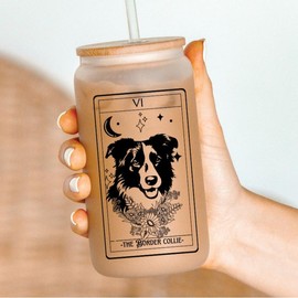 Dog Tarot Card Tumblers, dog mom tumbler,:_Border Collie