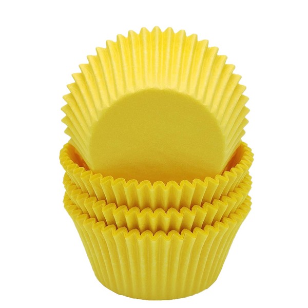 Mombake Premium amarillo a prueba de grasa para magdalenas, moldes de papel para hornear, tamaño estándar, 100 unidades