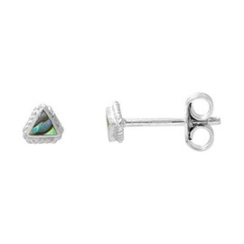 Tiny Rope Edge Sterling Silver 3mm Abalone Shell Triangle Stud Earrings Nose Studs, 1/8 inch