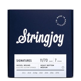 Stringjoy HVY117, 7 String Signatures Electric Guitar Strings, 11-70 Heavy Bottom Medium Gauge, 7-String Nickel, Electric Guitar Accessories, Replacement Guitar Strings for Electric Guitar