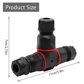 Pack of 2 Cable Connectors Waterproof 3-Pin IP68 T-shape Junction Box Junction Box Waterproof Cable Sleeve Connection Box for Electrical Cables