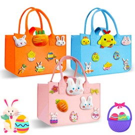 3Pcs Large Easter Baskets Bags with Handles Portable Felt Tote Bag for Easter Birthday Party
