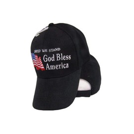 Trade Winds American USA United We Stand God Bless America Embroidered Black Cap Hat C1018