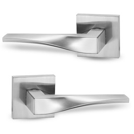 Berlin Modisch Sleek Series Passage Lever Door Handle Non-Locking Lever Set [for Hallway or Closet Doors] Reversible Heavy Duty – Satin Nickel Finish