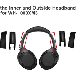 Knomix Replacement Slider Cover Outer & Inner Replacement Parts for Sony WH-1000XM3 WH1000XM3 fit Both Left and Right Side(Only One Pair,Not 2 Pair)-Black