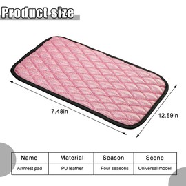 TNAIYH Car Center Console Cover, Soft Comfortable Vehicle Armrest Seat Box Cover Cushion, Wear Resistant Auto Armrest Storage Box Decoration Protector Pad, Universal for Truck SUV Sedan (Pink)