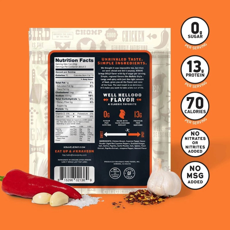 Krave Jerky Buffalo Zero Sugar 2.1 oz (Pack of 8)