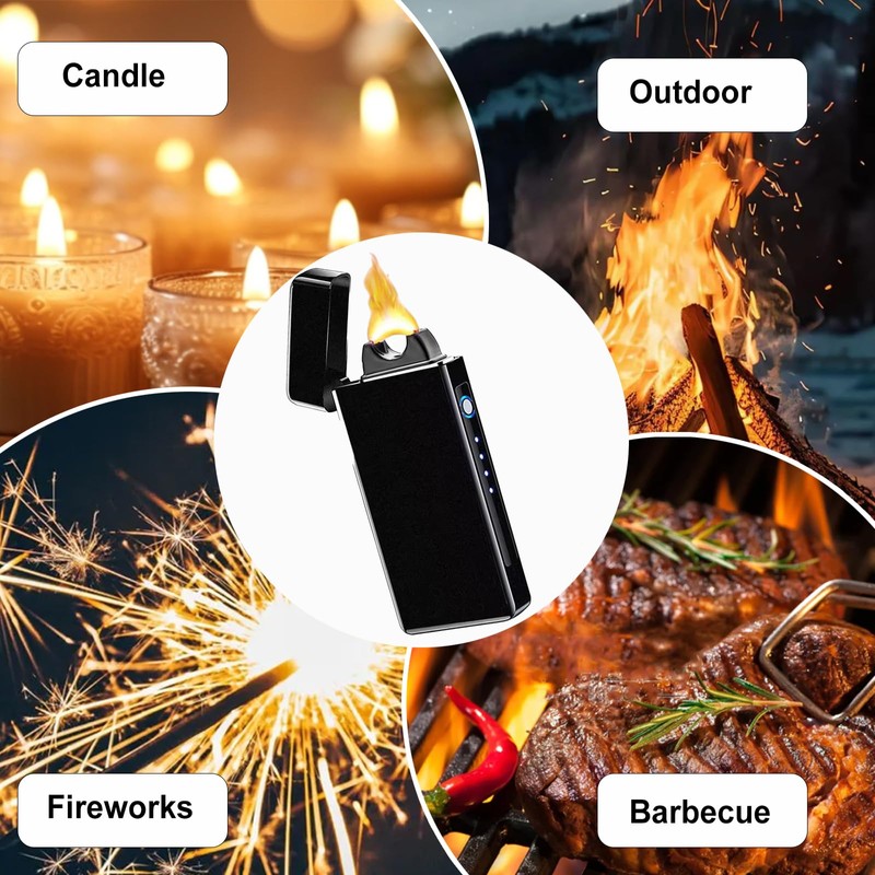 Electric Lighter Plasma Rechargeable with LED Battery Indicator Strong Flame,