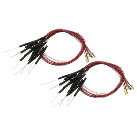 PATIKIL 1206 Pre-Wired Micro LED, 24 Pcs 9-12V Pre-soldered Mini Light Emitting Diodes Surface Mount Device for Model, DIY, 9.8" Length, Warm White