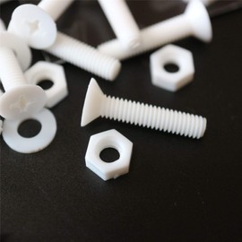 20 x Cross Head Countersunk Screw White Plastic Polypropylene (PP) Acrylic Nuts and Bolts M4 x 20mm Washers Water Resistant Corrosion Chemical Electrical Insulator