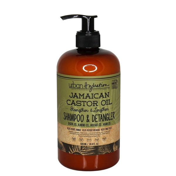 Urban Hydration Jamaican Castor Oil Shampoo and Detangler | Sulfate, Paraben and Dye Free, Cleanses, Hydrates and Repairs Damage for Soft, Strong and Shiny Hair, All Hair Types, 16.9 Fl Ounces
