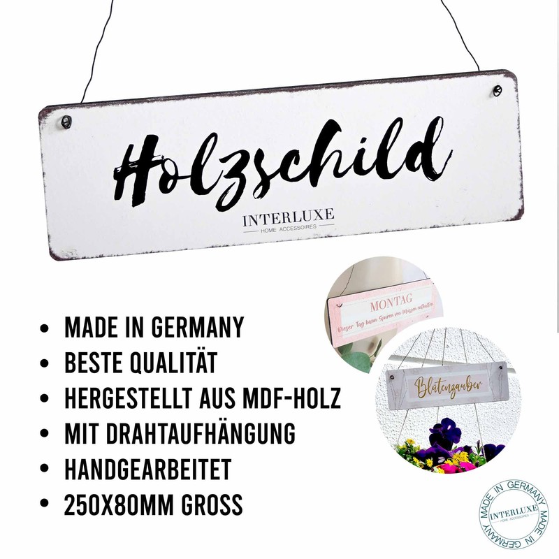 Interluxe Wooden Sign with German Text "Wer schön sein will,