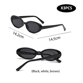 USHXVG 3 Pairs Sunglasses, Oval Sunglasses, Retro Sunglasses, Small Frame Glasses, Outdoor Sunglasses, Party Sunglasses, Photography Glasses Props