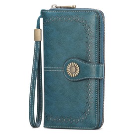 SENDEFN Wallet for Women RFID Blocking Leather Wallets Large Capacity Wristlet Clutch Card Holder