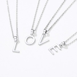 SILVERCUTE Sterling Silver Name Chain Initial L Necklace For Women Girls Letter Pendant Choker Necklaces Jewellery
