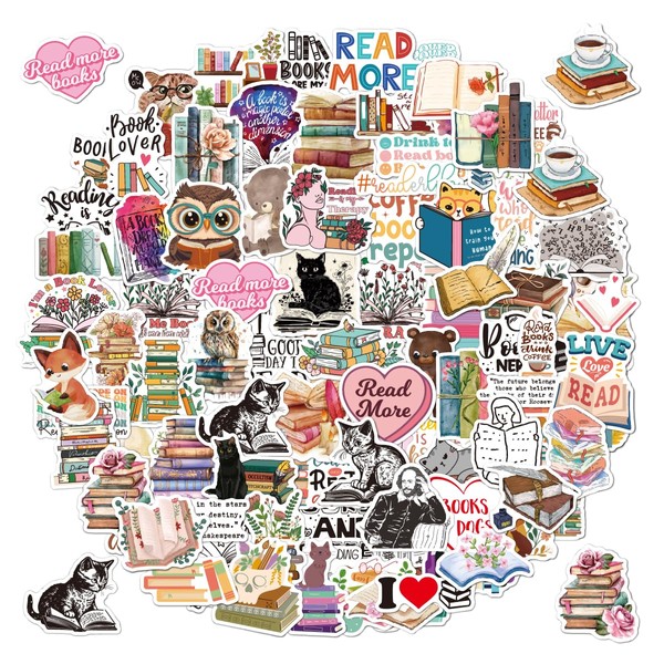100 Pieces Reading Book Stickers, Inspirational Water Bottles Stickers Book