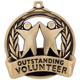 Crown Awards Outstanding Volunteer Medals -2" and 5 Per Pack-Great for Recognition, Achievement, Team Work, Charity, Excellence
