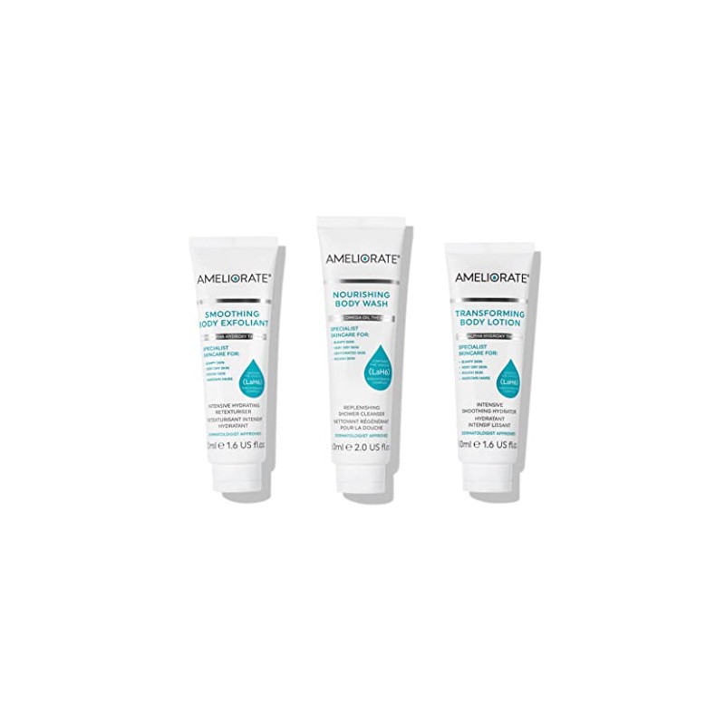 AMELIORATE 3 steps to smooth the skin.
