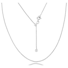 Miabella 925 Sterling Silver Italian 1.3mm Adjustable Solid Diamond Cut Thin Bolo Cable Chain Necklace for Women, Slider Chain 14-24 Inch Made in Italy (Sterling-Silver)